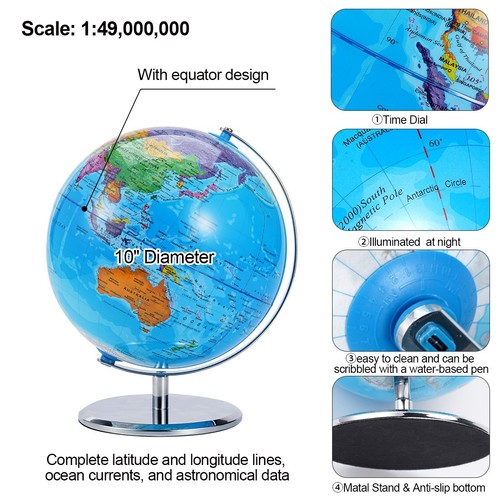 Kids world globe led - ar, 10"